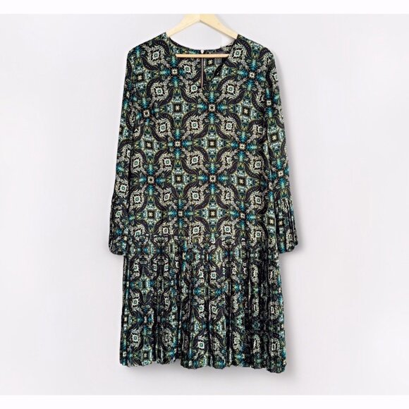 The Limited Women’s 12 Pleated Midi Dress Mikonas Jewel Tone Green Multicolored - Picture 4 of 12